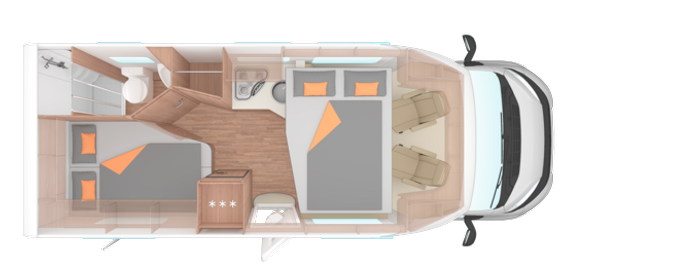 Grundriss Weinsberg CaraSuite 700 ME C-1| Top Ausstattung:  Automatik, Klimaanlage, Markise, Navigation, Rückfahrkamera, uvm. 