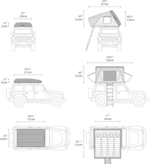 Grundriss Das PKW Dachzelt für Camper  - Skycamp 3.0 
