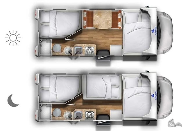 Ahorn ECO 660 mit Seitliches Doppelbett längs (SB)