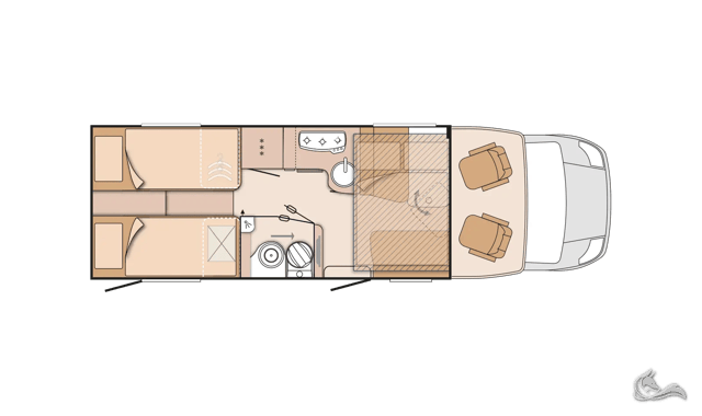 KNAUS SKY WAVE 700 MEG - 4,1t - Einzellbetten - bis zu 4 Personen