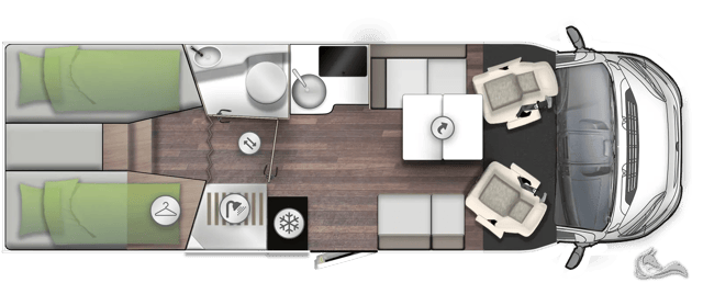 Forster T745EF mit Face-to-Face Sitzgruppe und Einzelbetten
