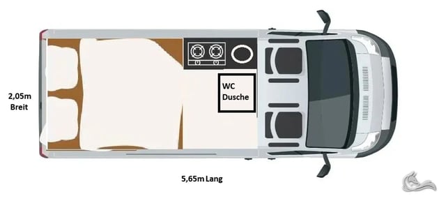 Paradiescamper EV555 - vollelektrischer Kastenwagen, 100% Autark