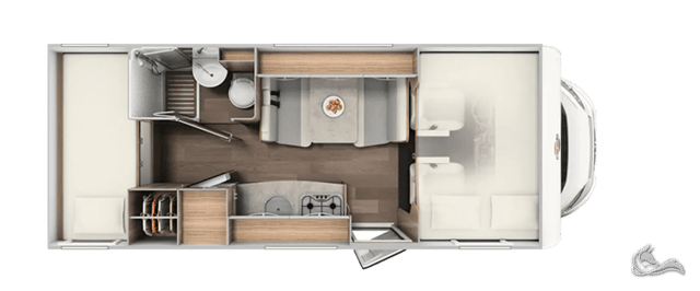 Carado pro A361 - 24  | bietet großzügigen Platz für 4-5 Personen , großem Doppelbett, zusätzlicher Sitzgruppe, SAT / TV / Navi und Markise 
