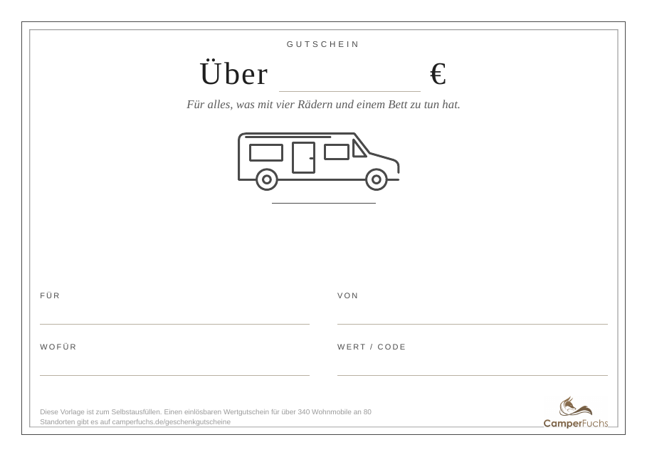Wohnmobil-Gutschein zum Ausdrucken 4 Wohnmobil-Gutschein Vorlage blanko zum Ausdrucken