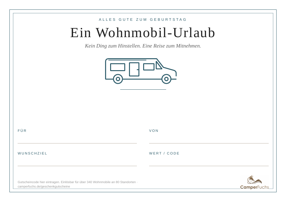 Wohnmobil-Gutschein zum Ausdrucken 3 Wohnmobil-Gutschein Vorlage geburtstag zum Ausdrucken