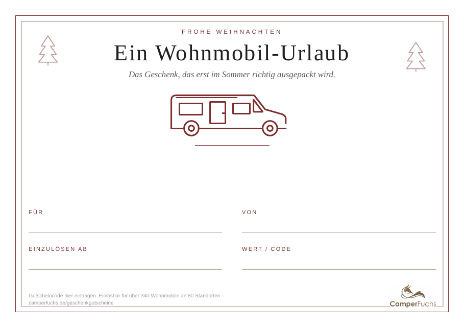 Wohnmobil-Gutschein zum Ausdrucken 2 Wohnmobil-Gutschein Vorlage weihnachten zum Ausdrucken